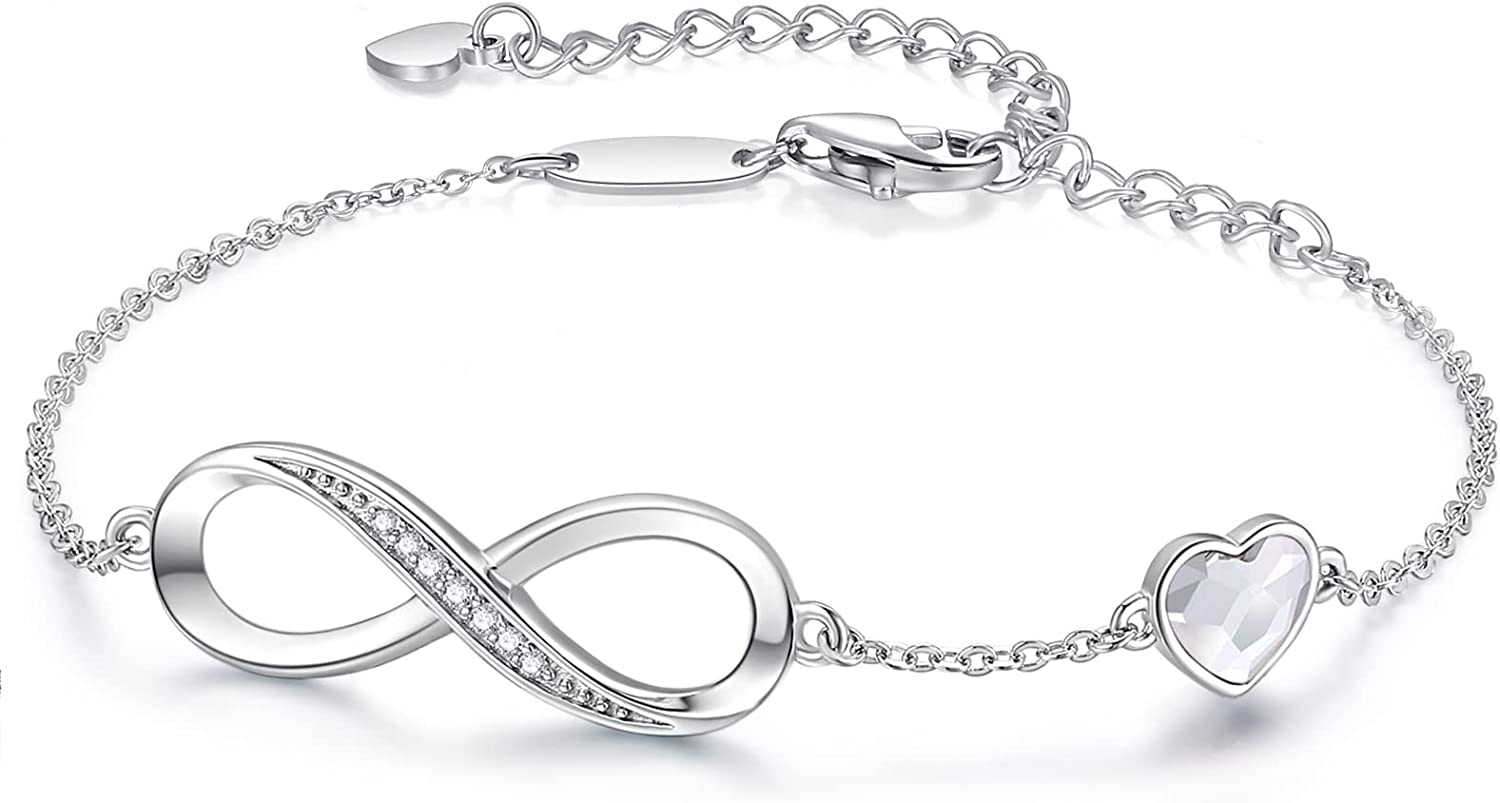 230816031452550_1 CDE Infinity Heart Symbol Charm Link Bracelet for Women 925 Sterling Silver Stainless Steel Adjustable Anniversary Jewelry Birthday Gifts for Women Wife Girlfriend Her - Image 1